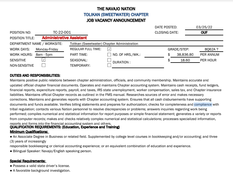 Tolikan AA Vacancy