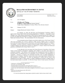 DOJ Memo Regarding New RDC Regulations on Burials and Cemeteries