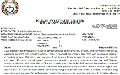 Job Vacancy – Tolikan chapter seeks Admin Asst