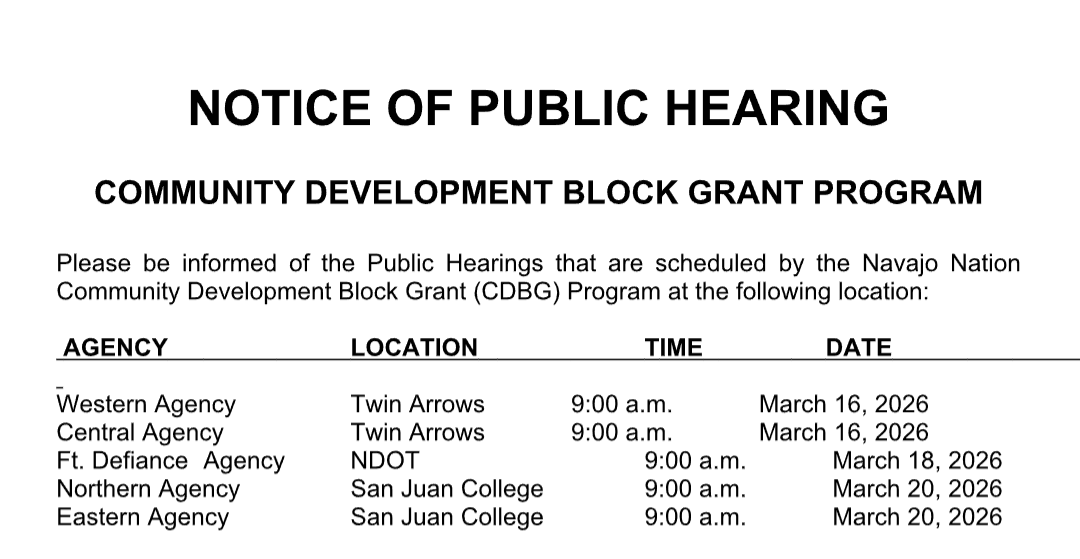 Notice of Public Hearing Community Development Block Grant Program