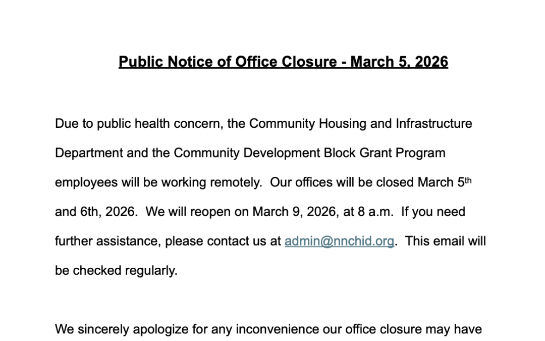 CHID Office Closure Notice